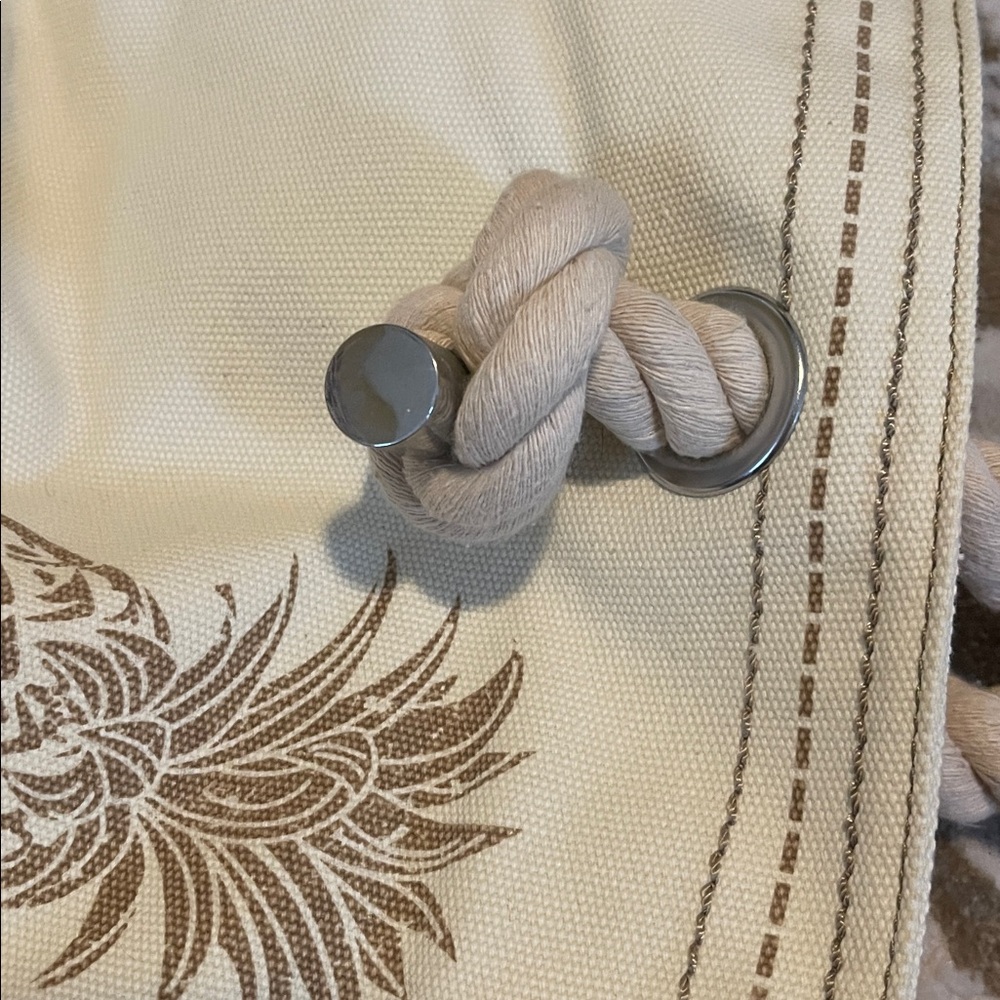 Pure Pineapple Rope Handle Cream Tan Tote Beach Bag Canvas Magnetic - Picture 9 of 9